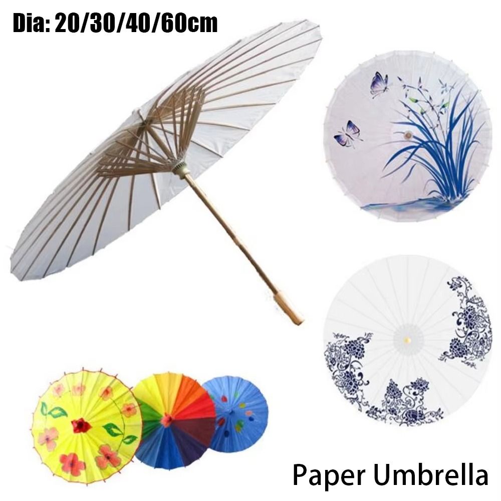 Photography Umbrella - ร่มกระดาษขนาดเส้นผ่านศูนย์กลาง 20/30/40/60 ซม. สีขาวแบบดั้งเดิม สำหรับงาน DIY