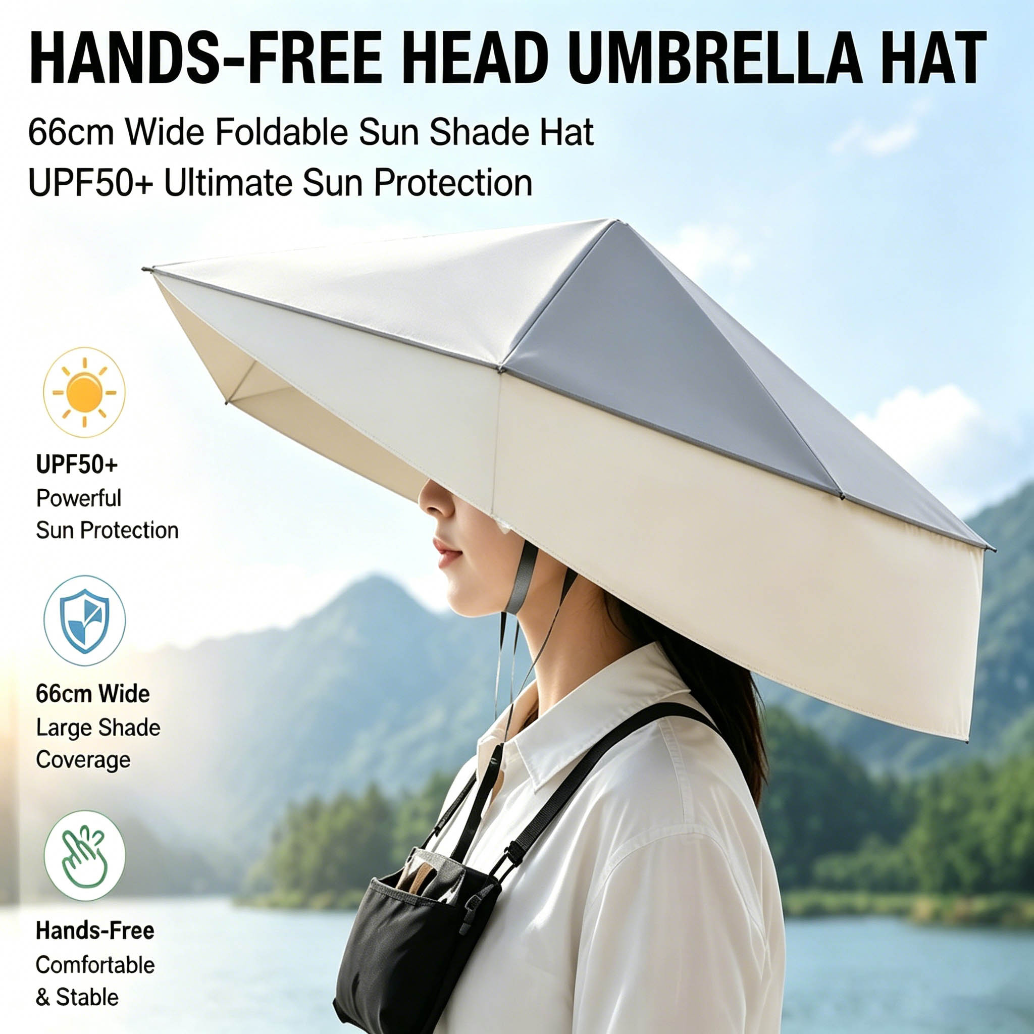 Photography Umbrella - หมวกกันแดดแบบพับได้ UPF50+ ขนาด 66 ซม. สำหรับตกปลา