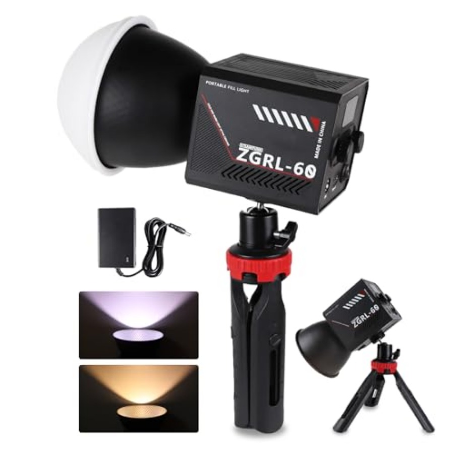 Photography Videos Free - ไฟวิดีโอ LED COB 60W แบบพกพาพร้อมแบตเตอรี่ 8000