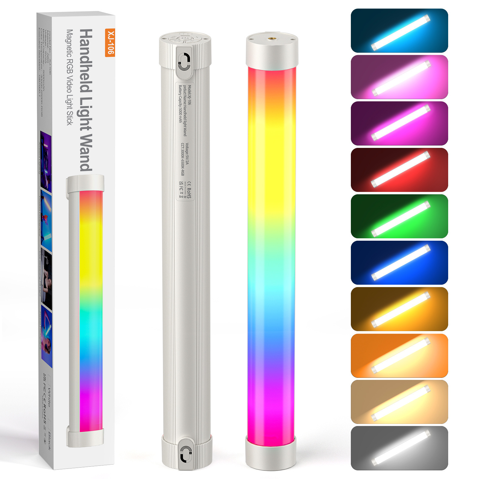 Photography Videos Free - ไฟแท่ง LED RGB แบบมือถือ ควบคุมด้วยแม่เหล็ก ปรับความสว่างได้